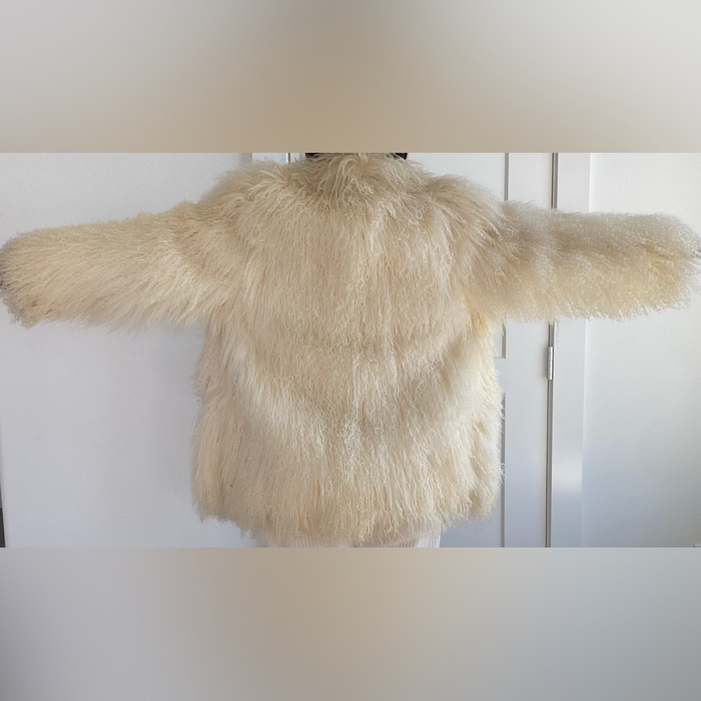 Vintage Cream Mongolian Lamb Fur Oversized Collared Coat / Jacket. - Picture 7 of 9